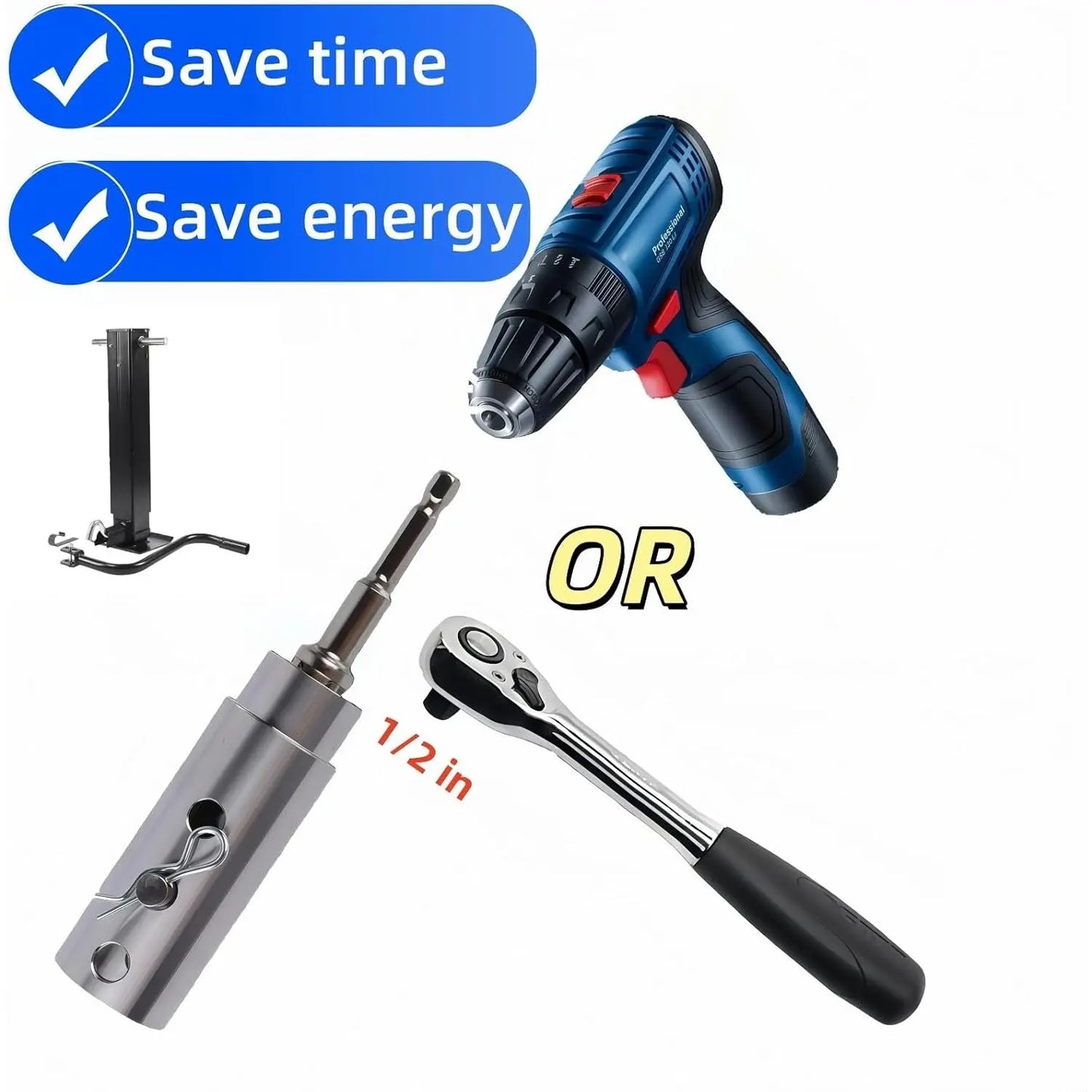 Heavy-Duty Trailer Jack Drill Adapter