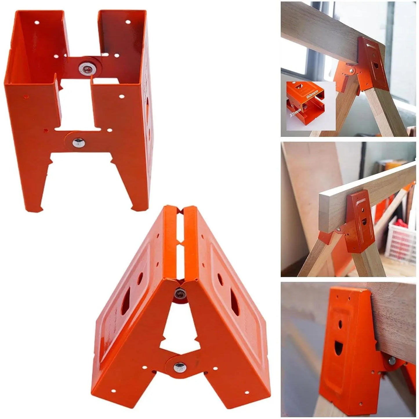 2PCS Heavy Duty Sawhorse Brackets with Clamp
